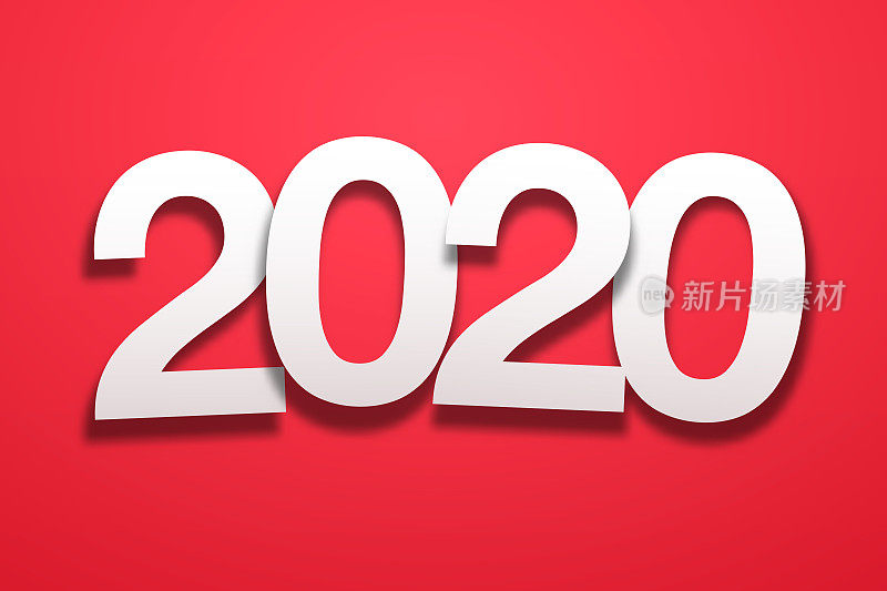 2020 -纸张字体在红色背景